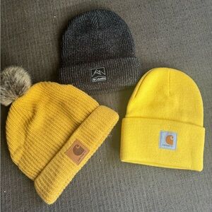 Carhartt and Columbia Beanie Set - Yellow and Black